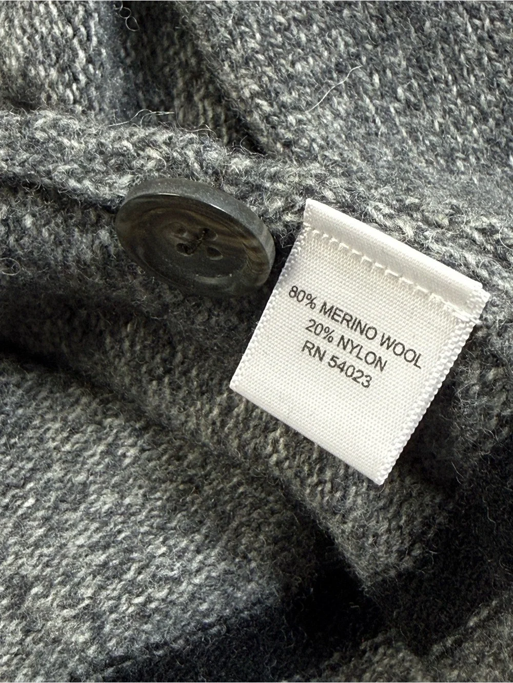 Banana Republic Merino Wool Button Mock Neck Sweater Gray Black Striped Medium